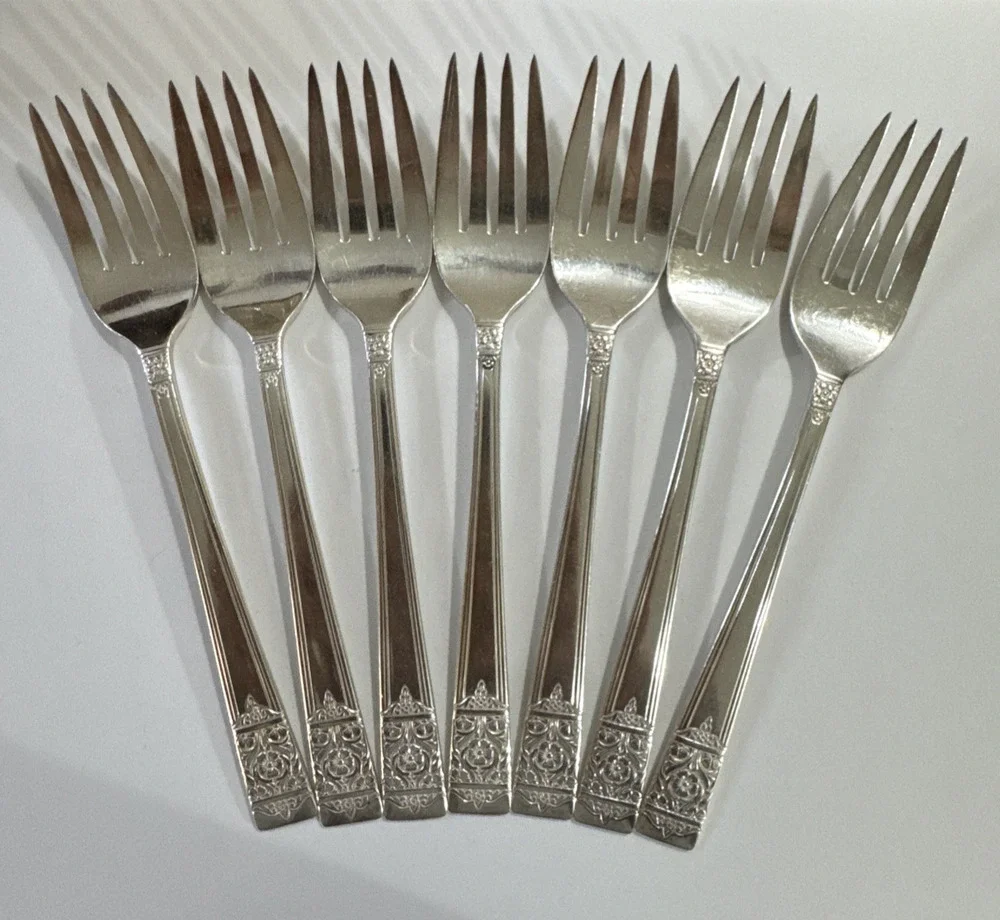 Set of 7 Salad Forks - National Silver Co Inauguration Silverplate